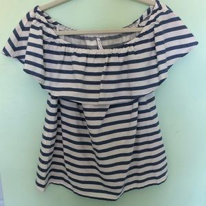 Southern tide striped off the shoulder top